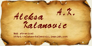Aleksa Kalanović vizit kartica